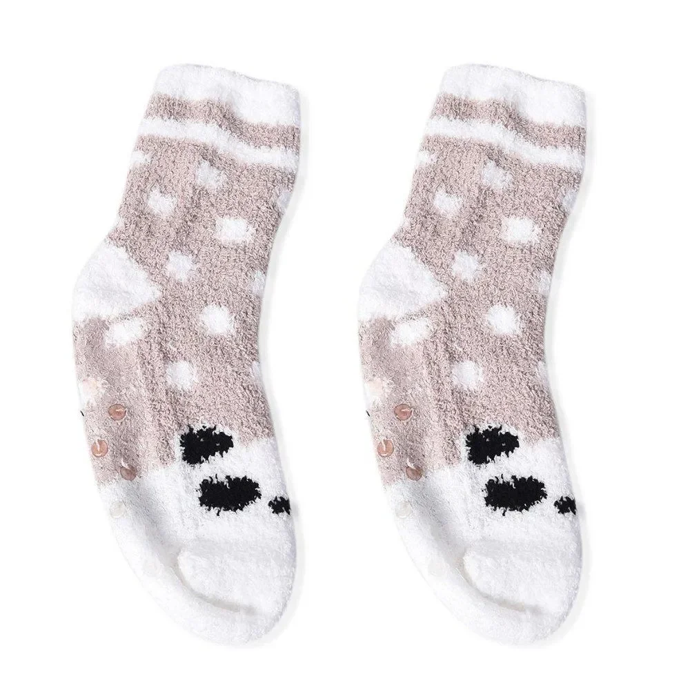 Animal Pattern Jacquard Plush Anti-Skid Socks